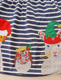 Christmas Animal Friend Appliqué Colorblocked Dress