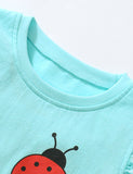 Ladybug Printed Flutter Sleeve Cotton T-shirt