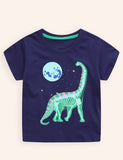 Luminous Dinosaur Printed Cotton T-shirt