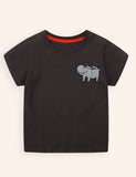 Cartoon Hippopotamus Printed Cotton T-shirt