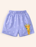 Mignon Shorts en coton imprimés en girafe