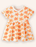 Cute Flower Print Cotton Dress