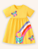 Fresh Rainbow Cotton Applique Dress