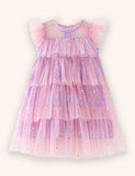 Rainbow Color Gradual Change Tulle Dress