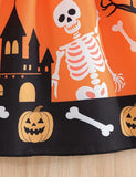 Halloween Printed Long Sleeve Tulle Dress