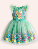 Green Flower Bunny Tulle Dress