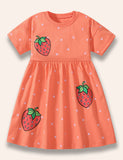 Strawberry Printed Dotted Dress