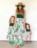 Leaves Printed Family Matching Dress