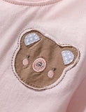 Cartoon Bear Appliqué Ruffled Dress