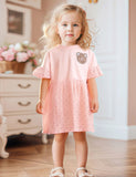 Cartoon Bear Appliqué Ruffled Dress