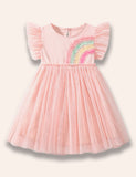 Rainbow Tulle Ruffled Dress