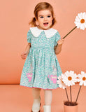 Floral Cup Bunny Appliqué Dress