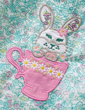 Floral Cup Bunny Appliqué Dress