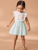 Rainbow Unicorn Appliqué Sleeveless Ruffled Dress