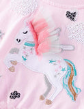 Flying Unicorn Appliqué Sequined Tulle Dress