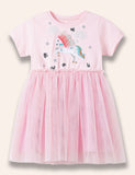 Flying Unicorn Appliqué Sequined Tulle Dress