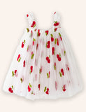 Sweet Flower Embroidered Tulle Dress