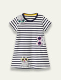 Cartoon Cat Striped Dress - Mini Taylor