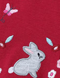 Floral Bunny Appliqué Ruffled Dress