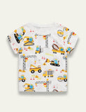 Cartoon Excavator Printed T-shirt - Mini Taylor