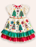 Fun Christmas Tree Appliqué Party Dress