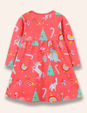 Christmas Unicorn Printed Dress