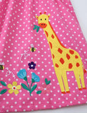 Flower Giraffe Appliqué Prickad Klänning