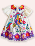 Flower Unicorn Embroidery Dress