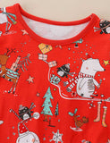 Christmas Cartoon Santa Claus Printed Dress