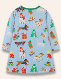 Christmas Animal Friend Printed Dress