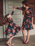 Flower Printed Family Matching Dress