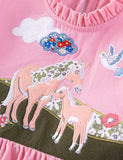 Floral Horse Appliqué Dress