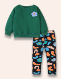 Flower Appliqué Sweatshirt Set