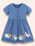 Guinea Pig&Goose Appliqué Dotted Dress