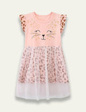 Mesh Cat Printed Dress