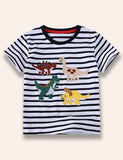 Cute Dinosaur Appliqué T-Shirt