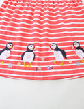 Penguin Appliqué Striped Dress