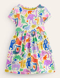 Cartoon Multi Animal Printed Dress