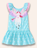 Unicorn Printed Ruffled Dress