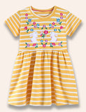 Easter Bunny Appliqué Striped Dress