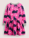 Halloween Black Cat Printed Dress