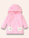 Cute Puppy Appliqué Hooded Long Sleeve T-Shirt Set