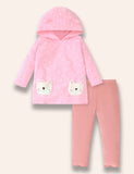 Cute Puppy Appliqué Hooded Long Sleeve T-Shirt Set