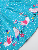 Bird Appliqué Dotted Dress