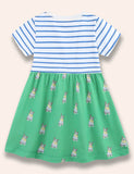 Little Doggy Printed Striped Dress