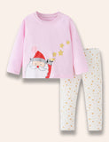 Christmas Santa Claus Printed Long Sleeve T-Shirt Set