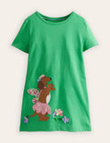 Cartoon Puppy Appliqué Dress