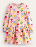 Colorful Tulip Printed Dress