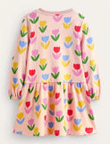 Colorful Tulip Printed Dress