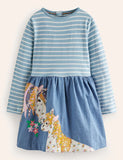 Robe rayée à appliqué poney